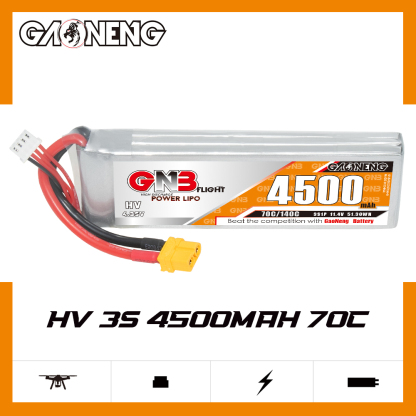 1PC - GAONENG GNB LiHV 3S 11.4V 4500mAh 70C LiPo Battery XT60