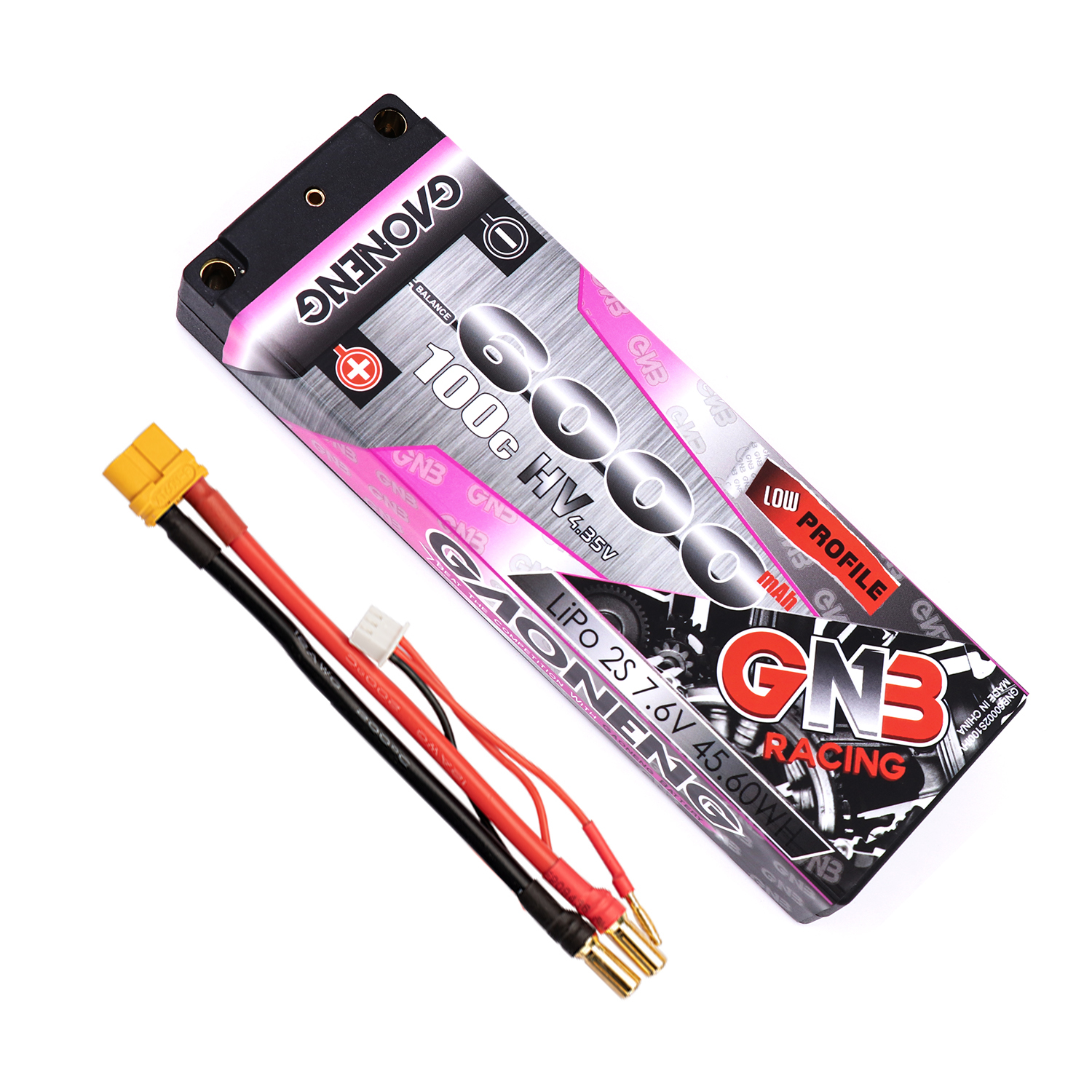 GAONENG GNB LiHV 2S 7.6V 6000mAh 100C 5mm Bullet Hard Case LCG LiPo Battery