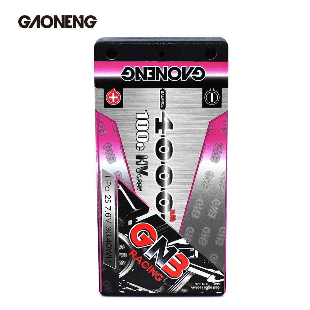 1PC - GAONENG GNB 2S 7.6V 4000mAh 100C LCG Shorty 4mm Hard Case LiPo Battery T-Plug