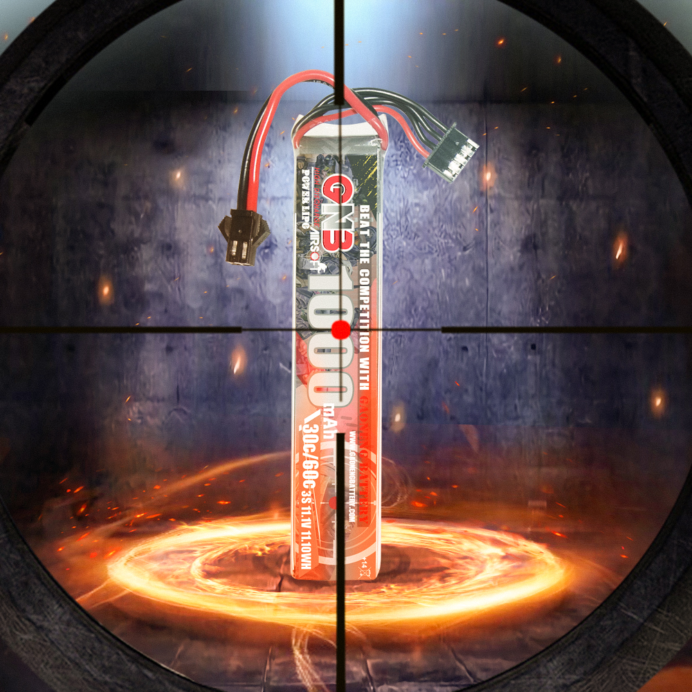 2PCS - GAONENG GNB 3S 11.1V 1000mAh 30C SM Plug LiPo Battery for AirSoft 