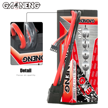 1PC - GAONENG GNB 3S 11.1V 6500mAh 120C Cabled Hard Case LiPo Battery XT90