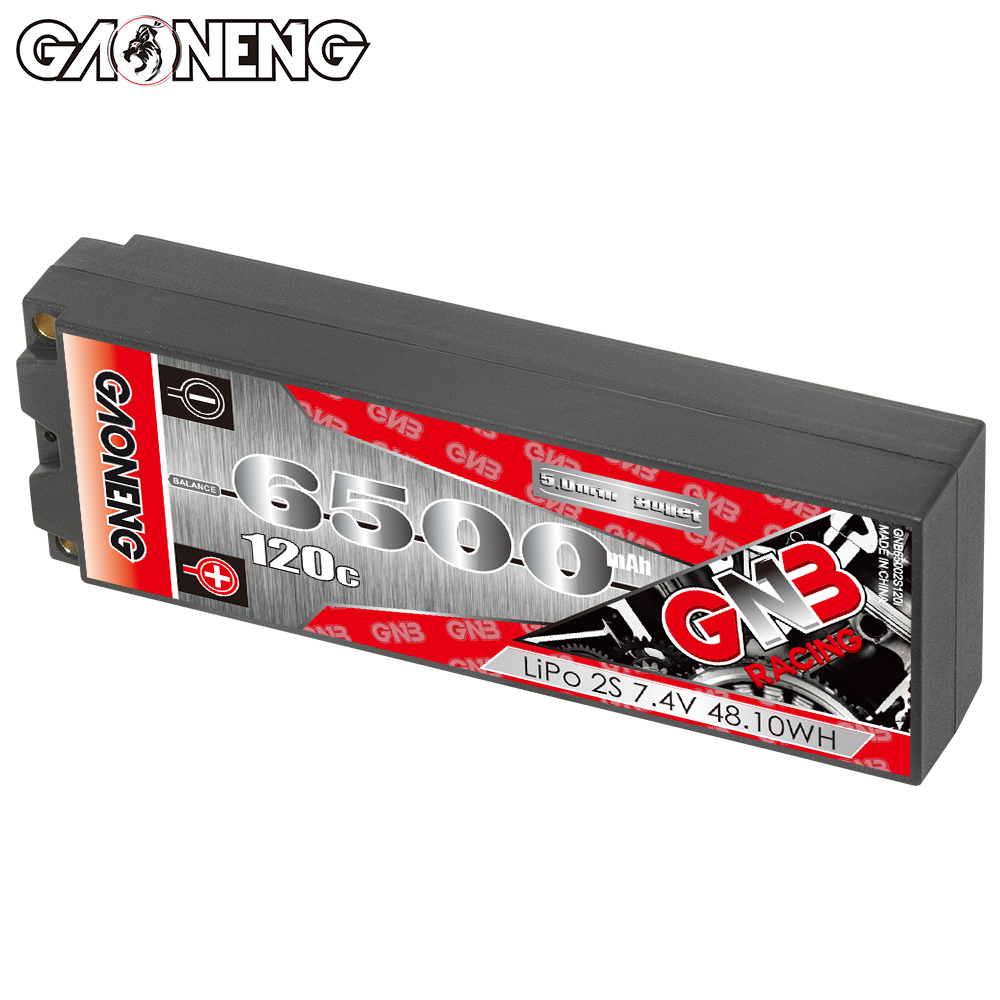 1PC - GAONENG GNB 2S 7.4V 6500mAh 120C 5mm Bullet Hard Case LiPo Battery T-PLUG