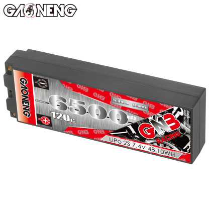 1PC - GAONENG GNB 2S 7.4V 6500mAh 120C 5mm Bullet Hard Case LiPo Battery T-PLUG