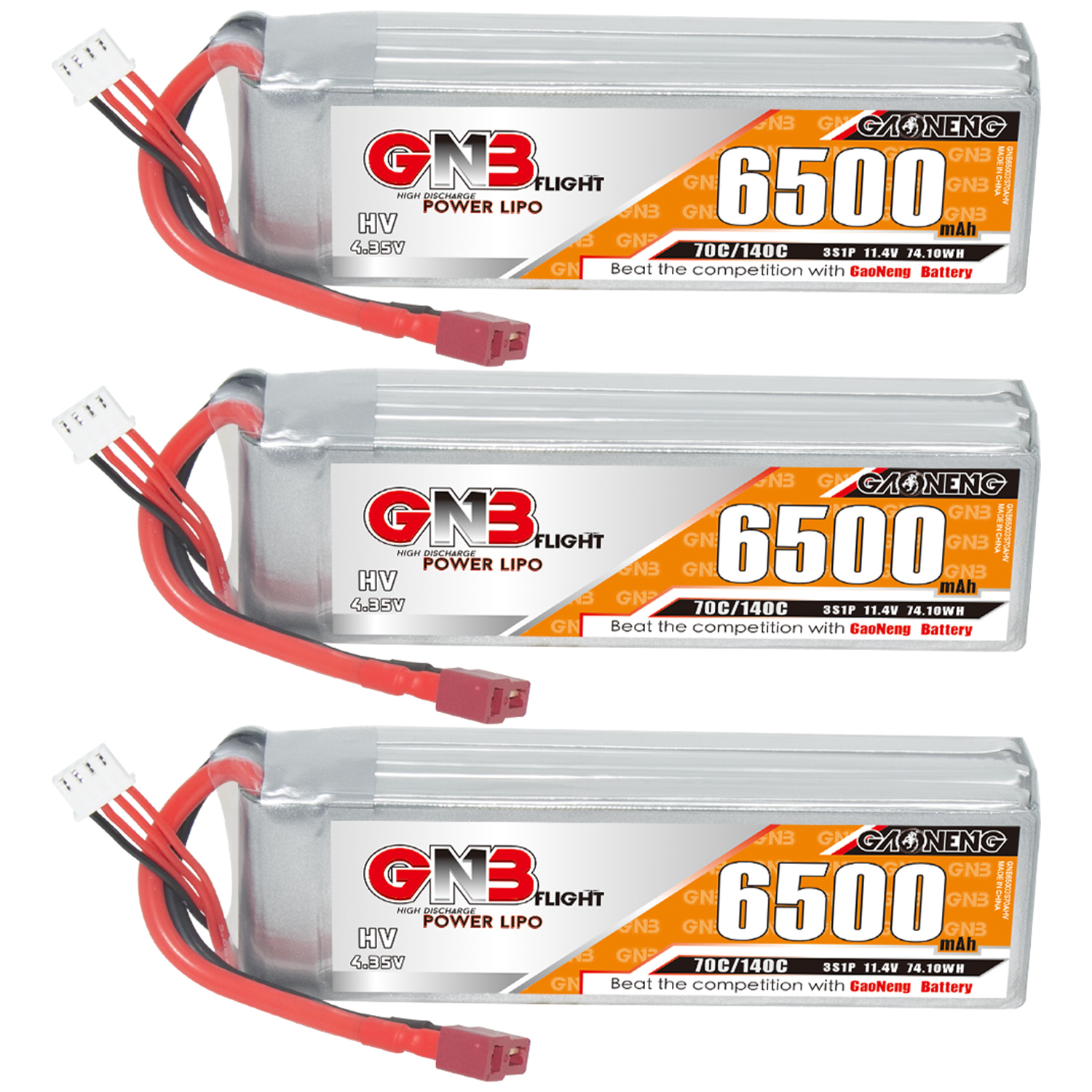 GAONENG GNB HV 3S 11.4V 6500mAh 70C LiPo Battery T-PLUG