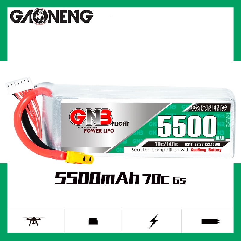 1PC - GAONENG GNB 6S 22.2V 5500mAh 70C LiPo Battery XT60