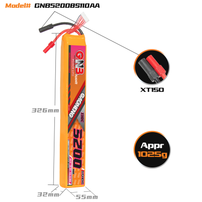 GAONENG GNB 8S 29.6V 5200mAh 110C LiPo Battery XT150