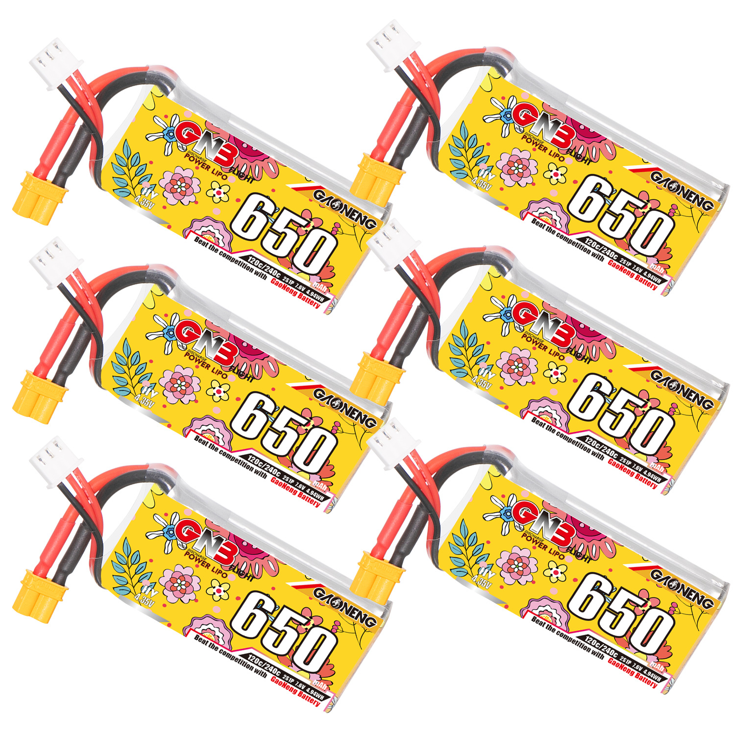 GAONENG GNB LiHV 2S 7.6V 650mAh 120C XT30 LiPo Battery