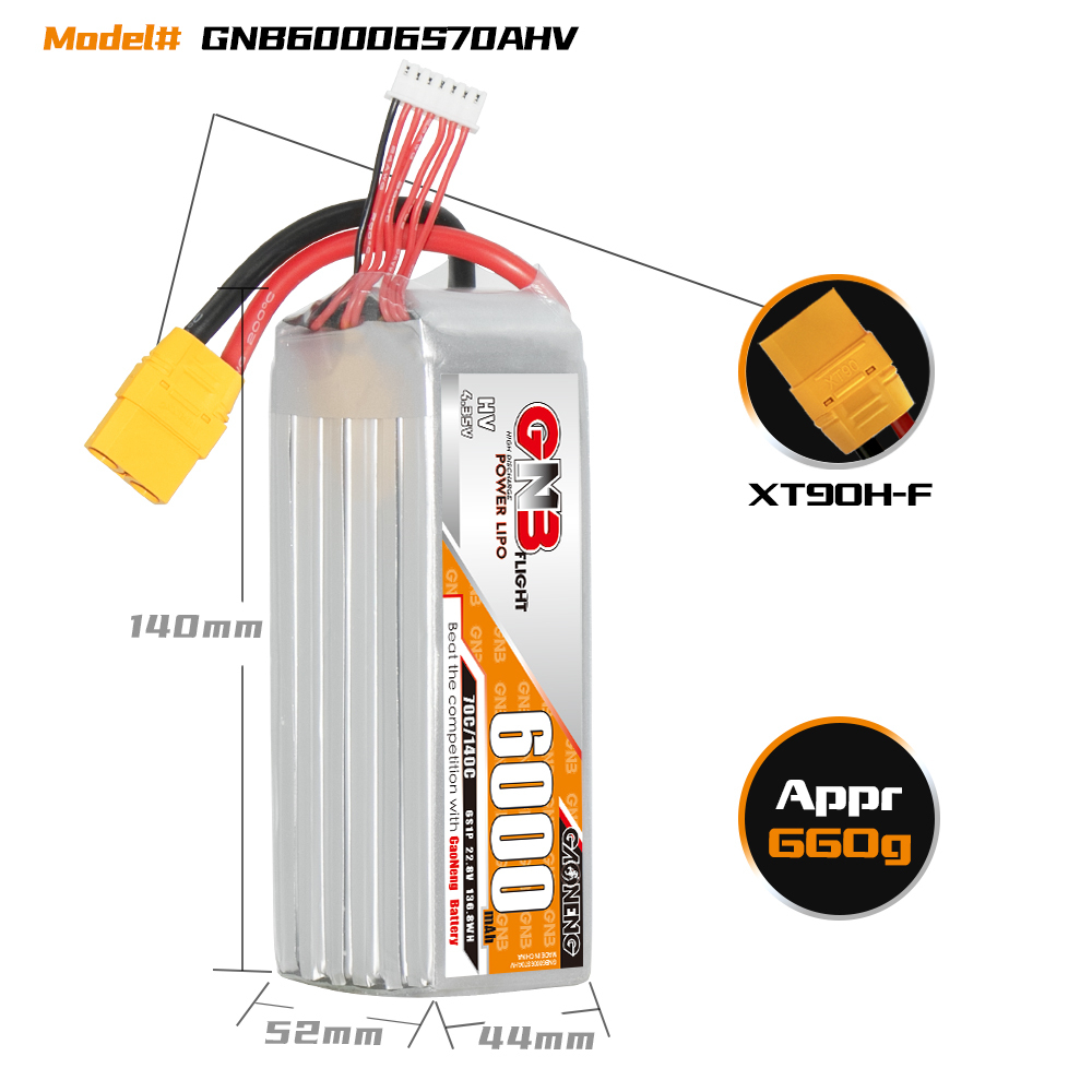 GAONENG GNB HV 6S 22.8V 6000mAh 70C LiPo Battery XT90
