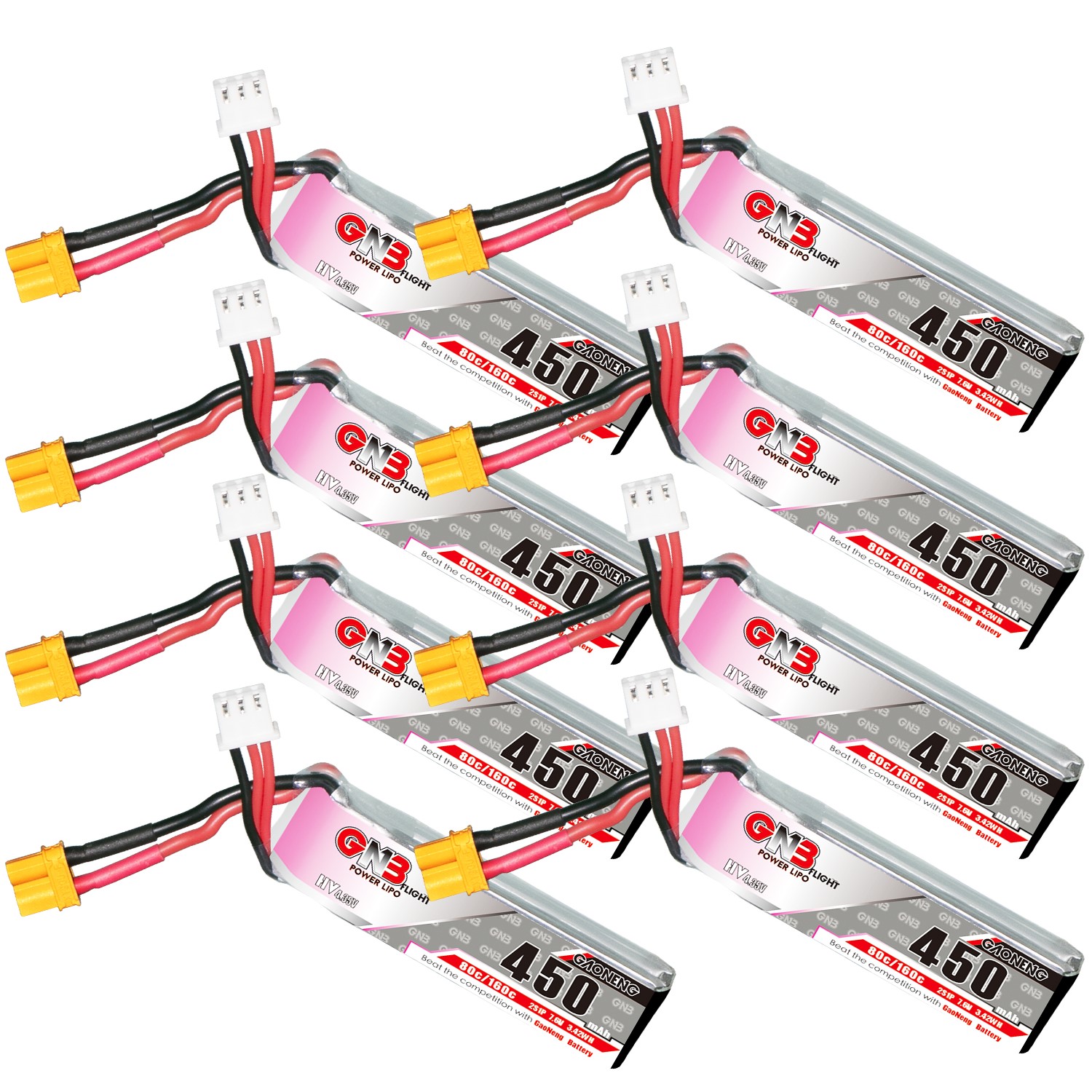GAONENG GNB LiHV 2S 7.6V 450mAh 80C XT30 LiPo Battery