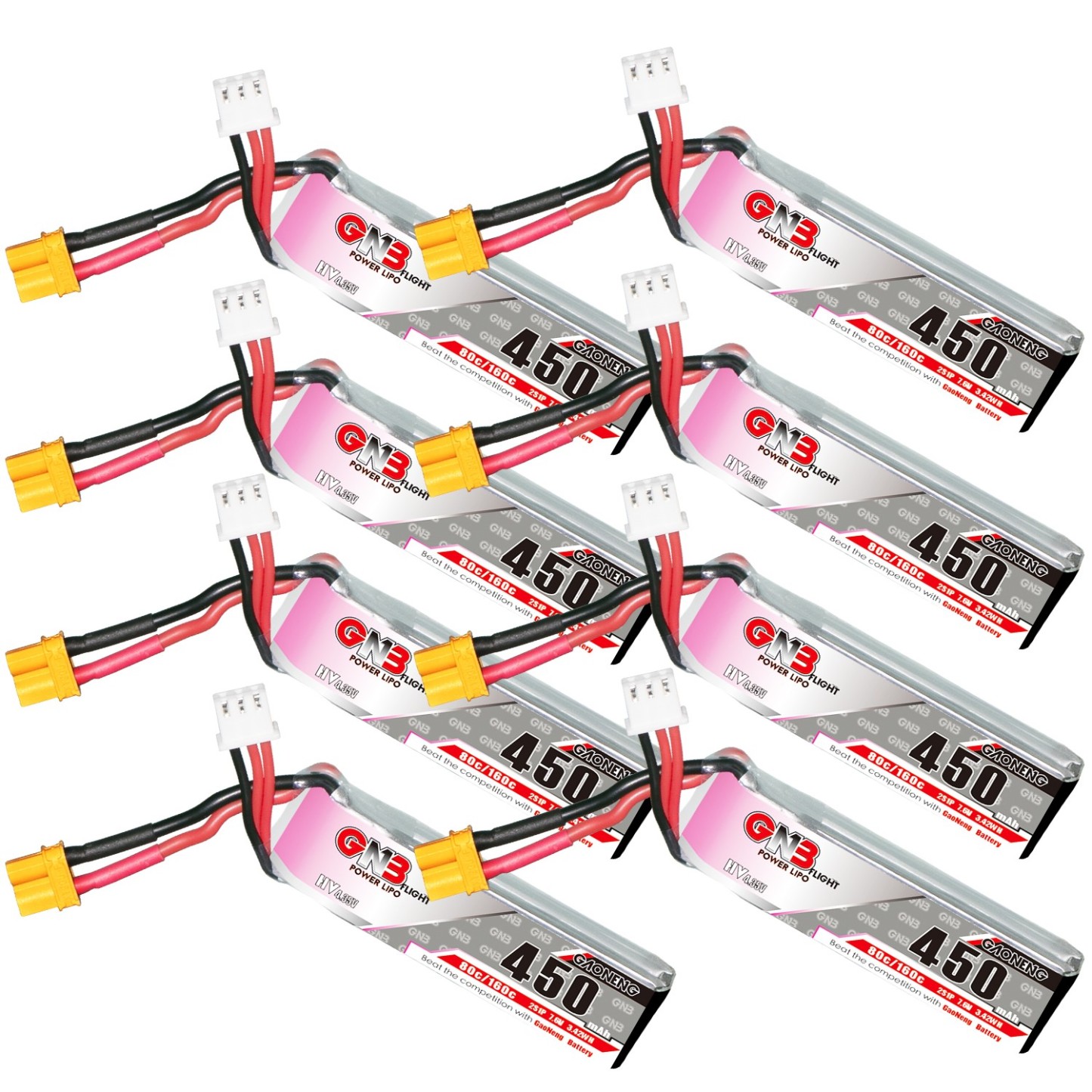 GAONENG GNB LiHV 2S 7.6V 450mAh 80C XT30 LiPo Battery