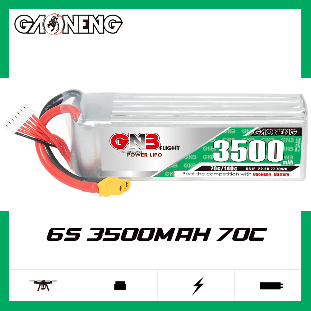 1PC - GAONENG GNB 6S 22.2V 3500mAh 70C LiPo Battery XT60