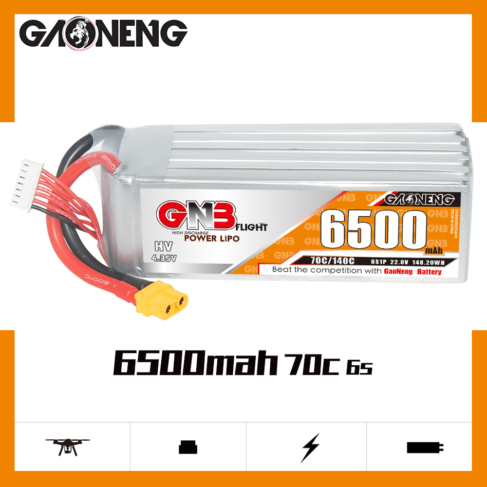 1PCS - GAONENG GNB LiHV 6S 22.8V 6500mAh 70C LiPo Battery XT60