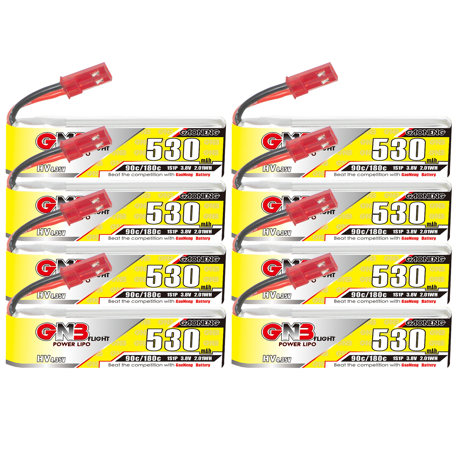 GAONENG GNB LiHV 1S 3.8V 530mAh 90C JST Cabled LiPo Battery