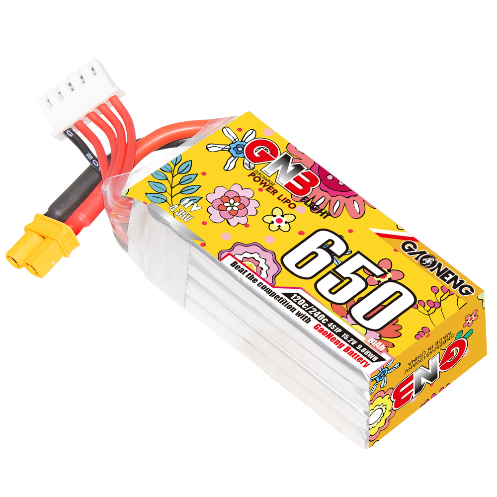 2PCS - GAONENG GNB LiHV 4S 15.2V 650mAh 120C XT30 HV LiPo Battery