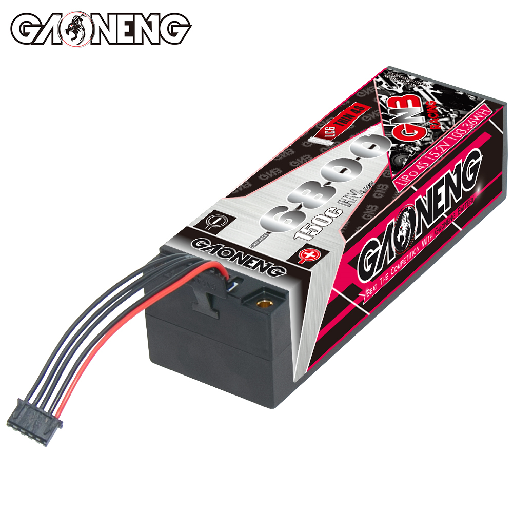 GAONENG GNB LiHV 4S 15.2V 6800mAh 150C 5mm Bullet LCG Thin 4S Hard Case LiPo Battery