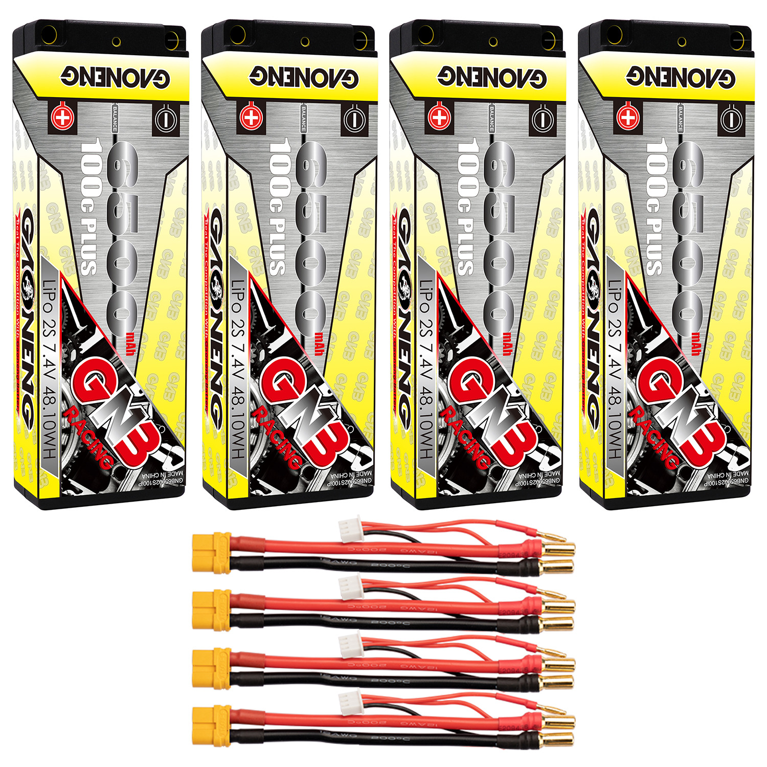 GAONENG GNB 2S 7.4V 6500mAh 100C 5mm Bullet Hard Case LiPo Battery