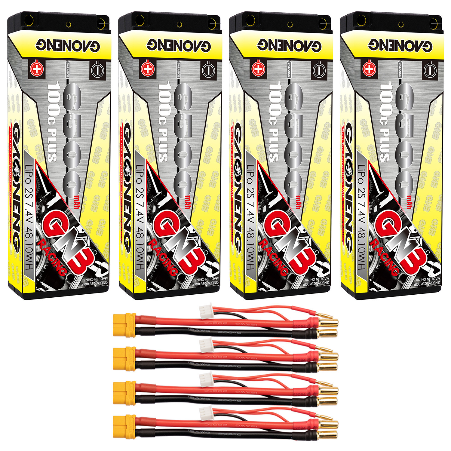 GAONENG GNB 2S 7.4V 6500mAh 100C 5mm Bullet Hard Case LiPo Battery