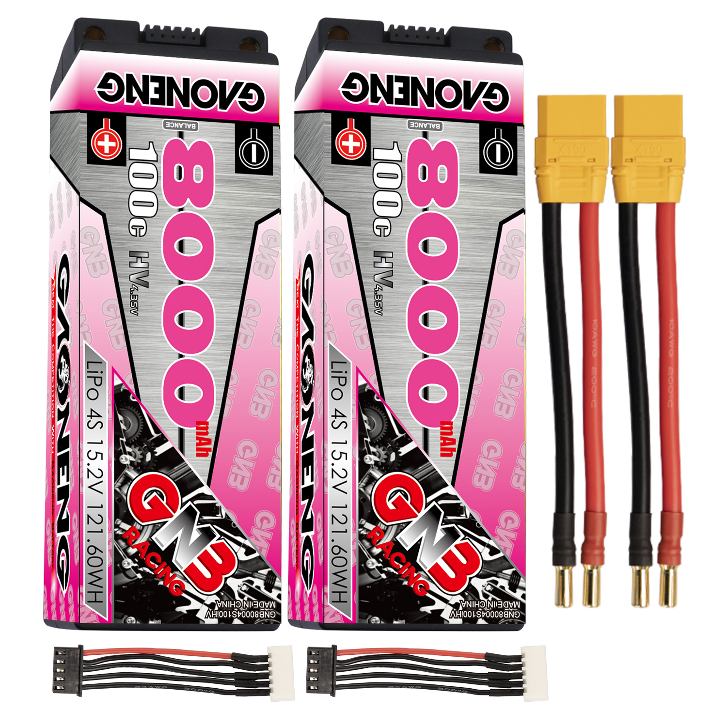 GAONENG GNB LiHV 4S 15.2V 8000mAh 100C 5mm Bullet Hard Case LiPo Battery