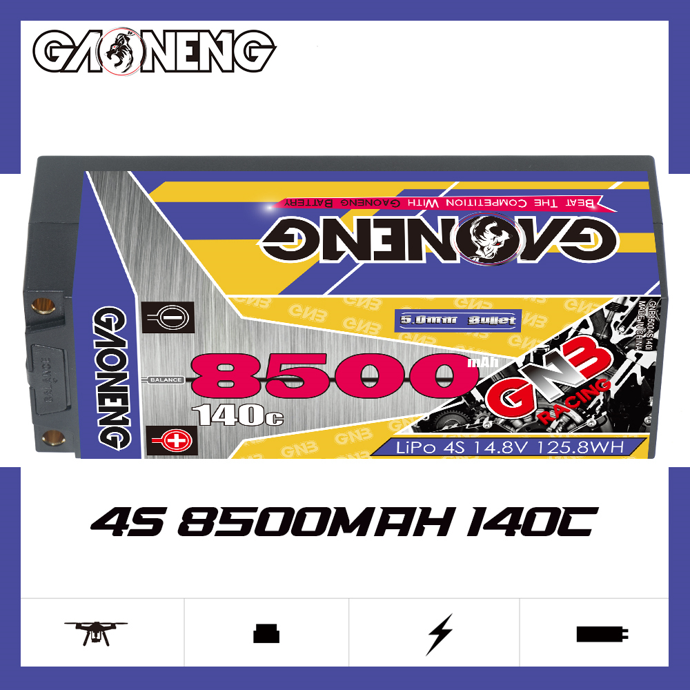GAONENG GNB 4S 14.8V 8500mAh 140C 5mm Bullet Hard Case LiPo Battery