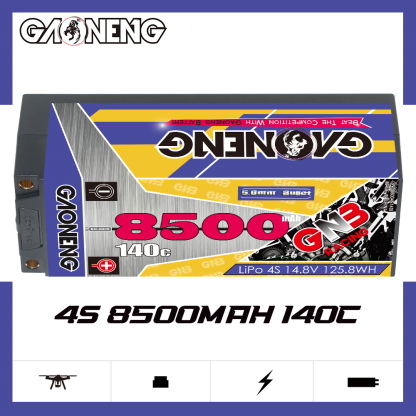 GAONENG GNB 4S 14.8V 8500mAh 140C 5mm Bullet Hard Case LiPo Battery