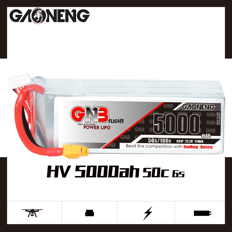 1PC - GAONENG GNB 6S 22.2V 5000mAh 50C LiPo Battery XT60