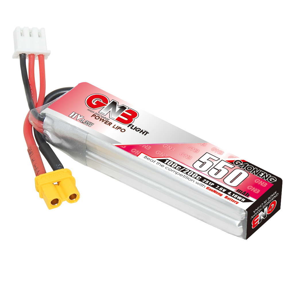 4PCS - GAONENG GNB LiHV 2S 7.6V 550mAh 100C XT30 LiPo Battery