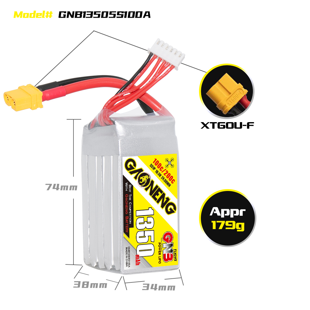 GAONENG GNB 5S 18.5V 1350mAh 100C XT60 LiPo Battery