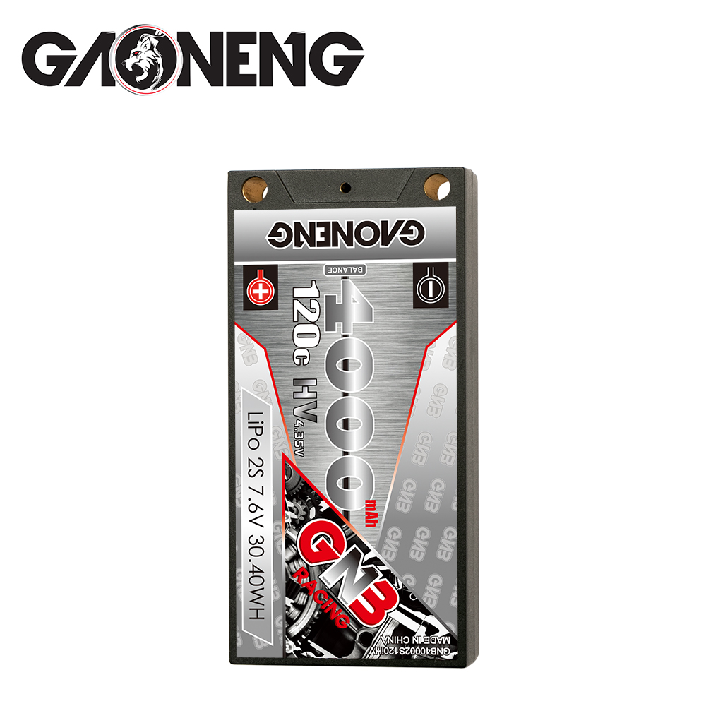 1PCS - GAONENG GNB LiHV 2S 7.6V 4000mAh 120C LCG Shorty Hard Case LiPo Battery T-Plug