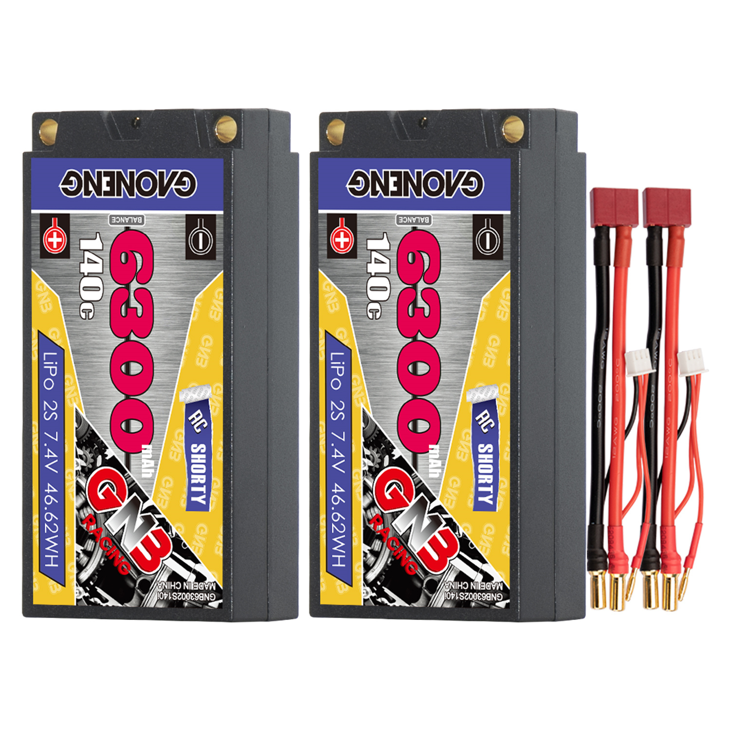 GAONENG GNB 2S 7.4V 6300mAh 140C Shorty 5mm Bullet Hard Case LiPo Battery