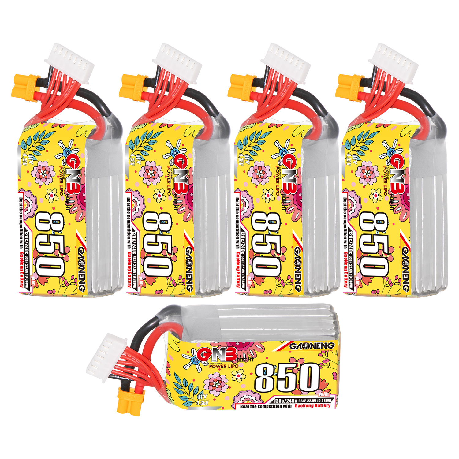GAONENG GNB LiHV 6S 22.8V 850mAh 120C XT30 Connector LiPo Battery