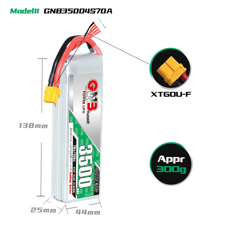 GAONENG GNB 4S 14.8V 3500mAh 70C XT60 LiPo Battery