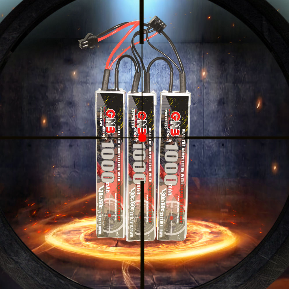 2PCS - GAONENG GNB 3S 11.1V 1000mAh 30C SM Plug 3cells LiPo Battery for AirSoft Air Gun