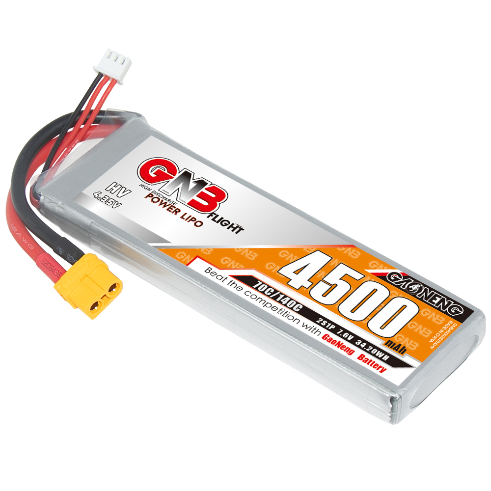 1PC - GAONENG GNB LiHV 2S 7.6V 4500mAh 70C LiPo Battery XT60