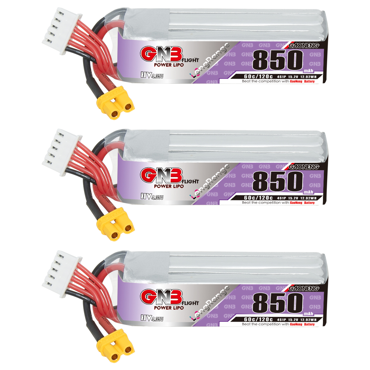 GAONENG GNB LiHV 4S 15.2V 850mAh 60C XT30 LiPo Battery Long Range