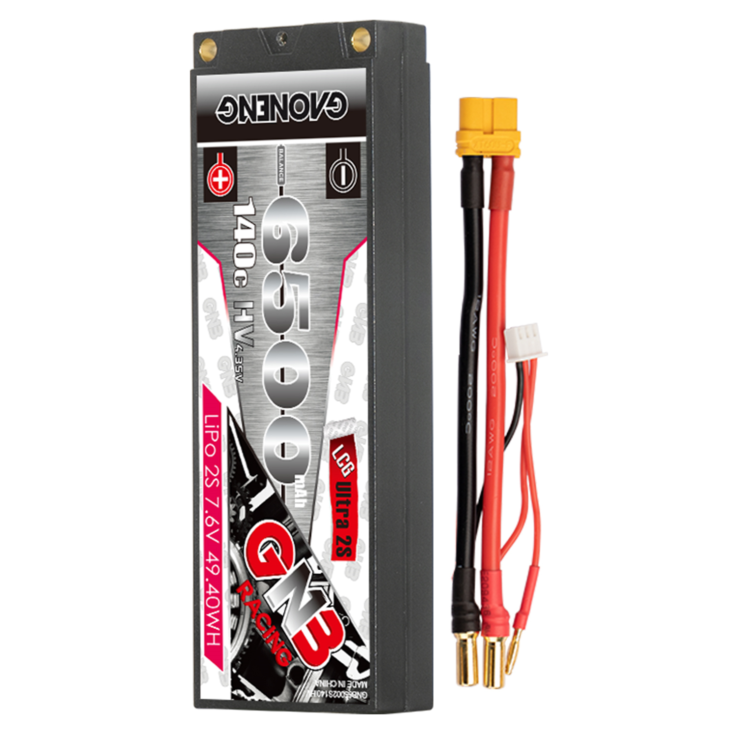 GAONENG GNB LiHV 2S 7.6V 6500mAh 140C 5mm Hard Case Ultra LCG LiPo Battery