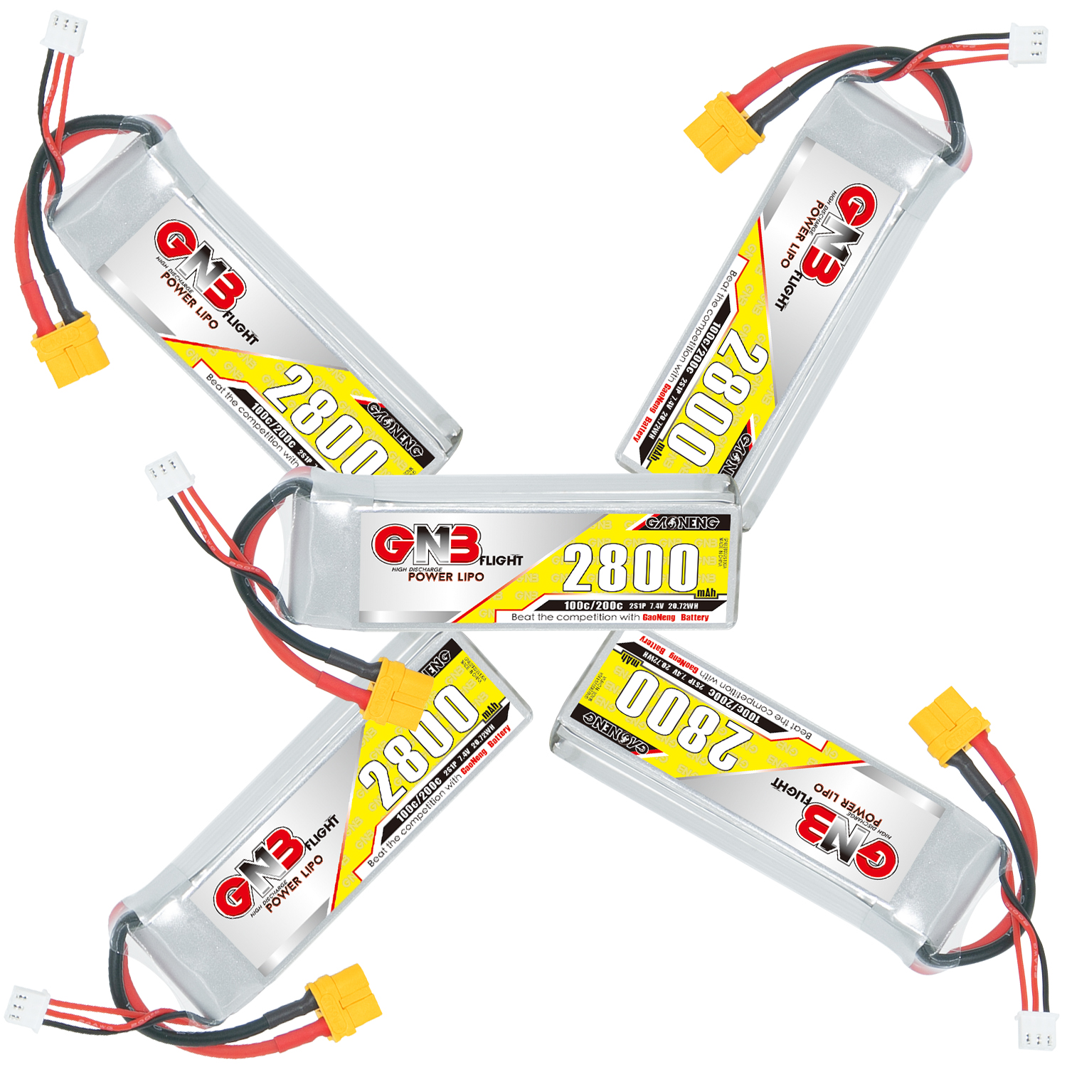 GAONENG GNB 2S 7.4V 2800mAh 100C LiPo Battery XT60 Connector