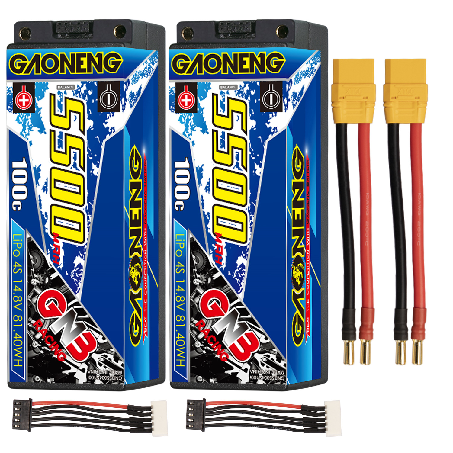 GAONENG GNB 4S 14.8V 5500mAh 100C 5mm Bullet Hard Case LiPo Battery