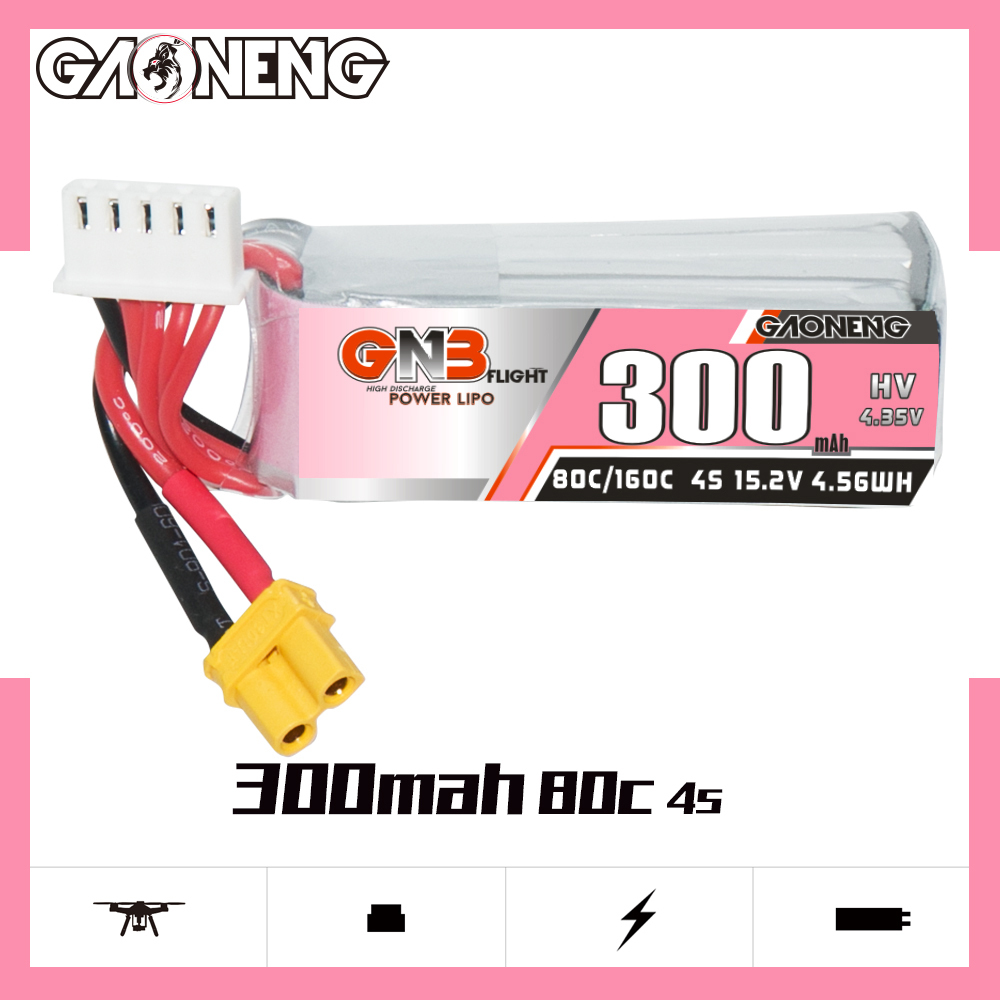 GAONENG GNB LiHV 4S 15.2V 300mAh 80C XT30 LiPo Battery
