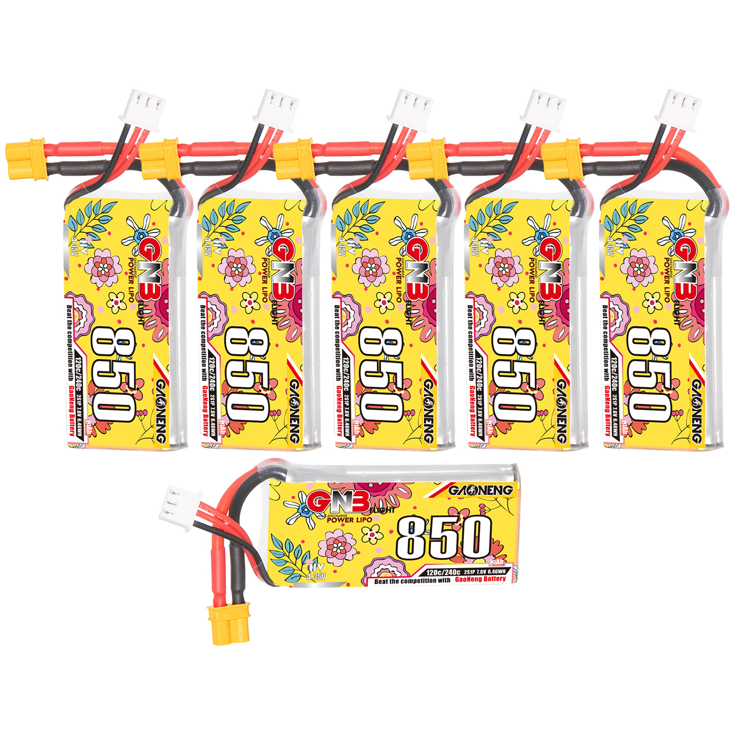 GAONENG GNB LiHV 2S 7.6V 850mAh 120C XT30 LiPo Battery