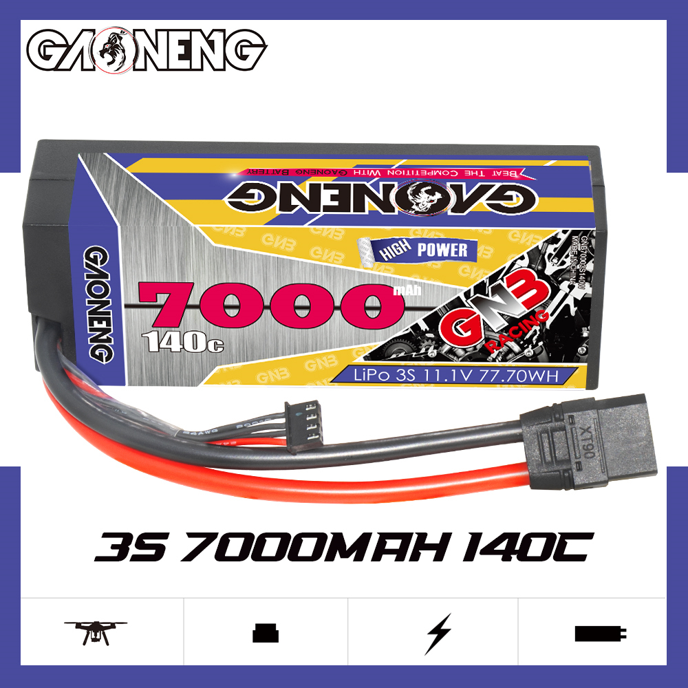 GAONENG GNB 3S 11.1V 7000mAh 140C Cabled Hard Case LiPo Battery XT90