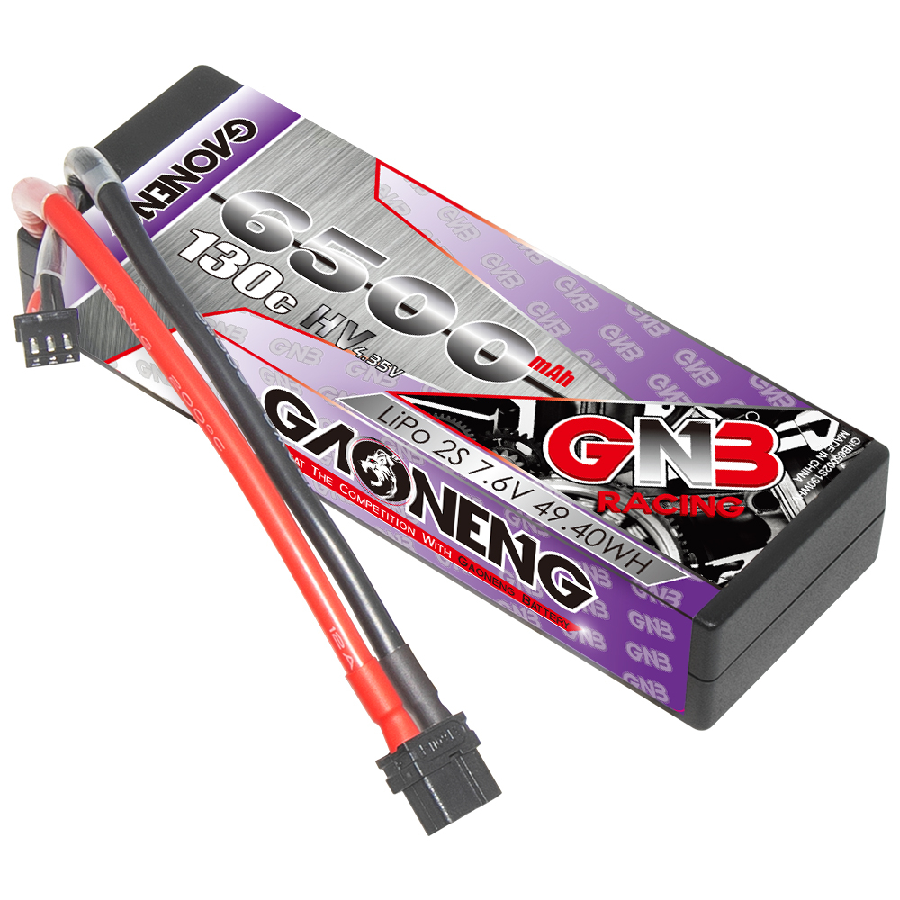 1PC - GAONENG GNB LiHV 2S 7.6V 6500mAh 130C Cabled Hard Case LiPo Battery XT60