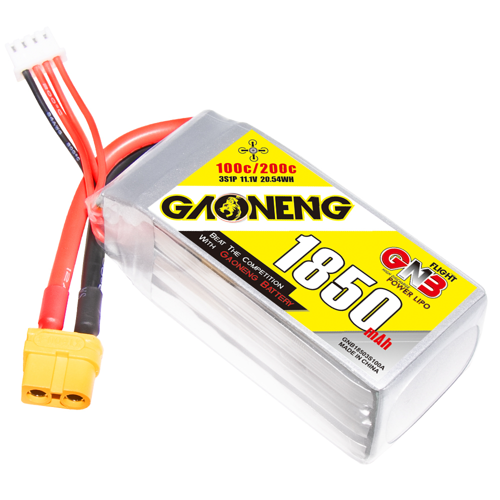 2PCS - GAONENG GNB 3S 11.1V 1850mAh 100C XT60 LiPo Battery