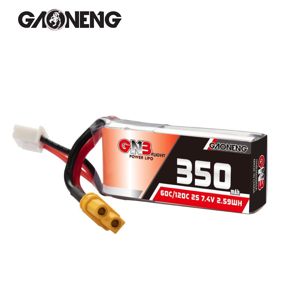 4PCS - GAONENG GNB 2S 7.4V 350mAh 60C LiPo Battery XT30