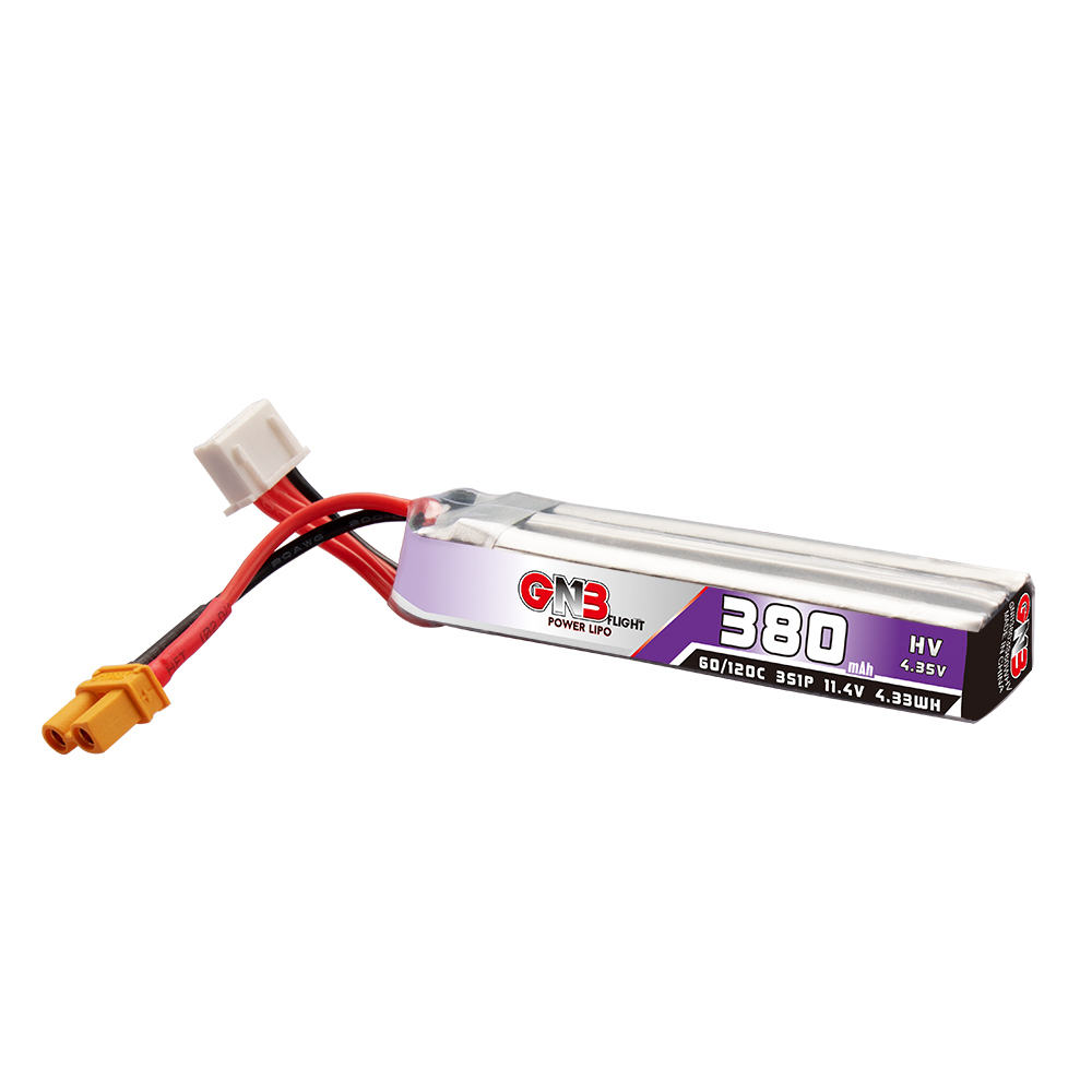 2PCS - GAONENG GNB LiHV 3S 11.4V 380mAh 60C XT30 LiPo Battery
