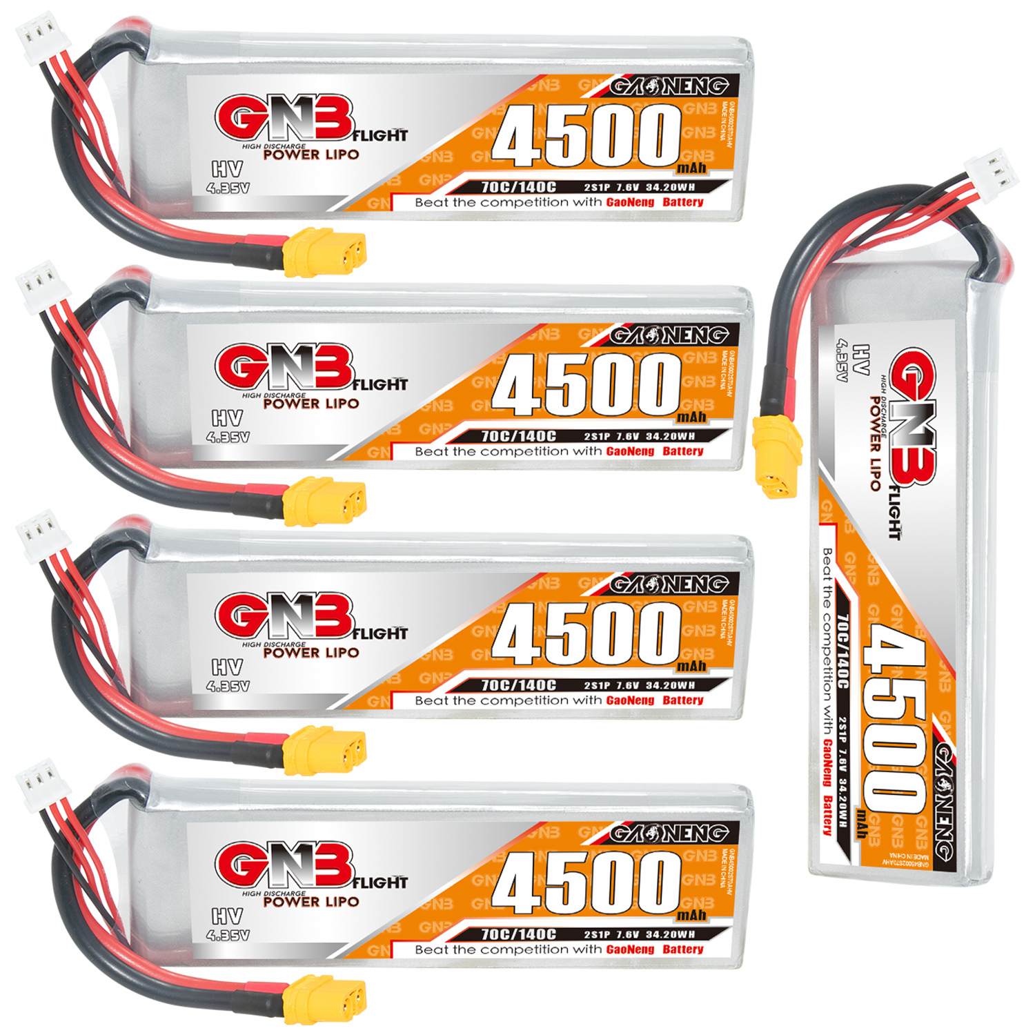 GAONENG GNB LiHV 2S 7.6V 4500mAh 70C LiPo Battery XT60