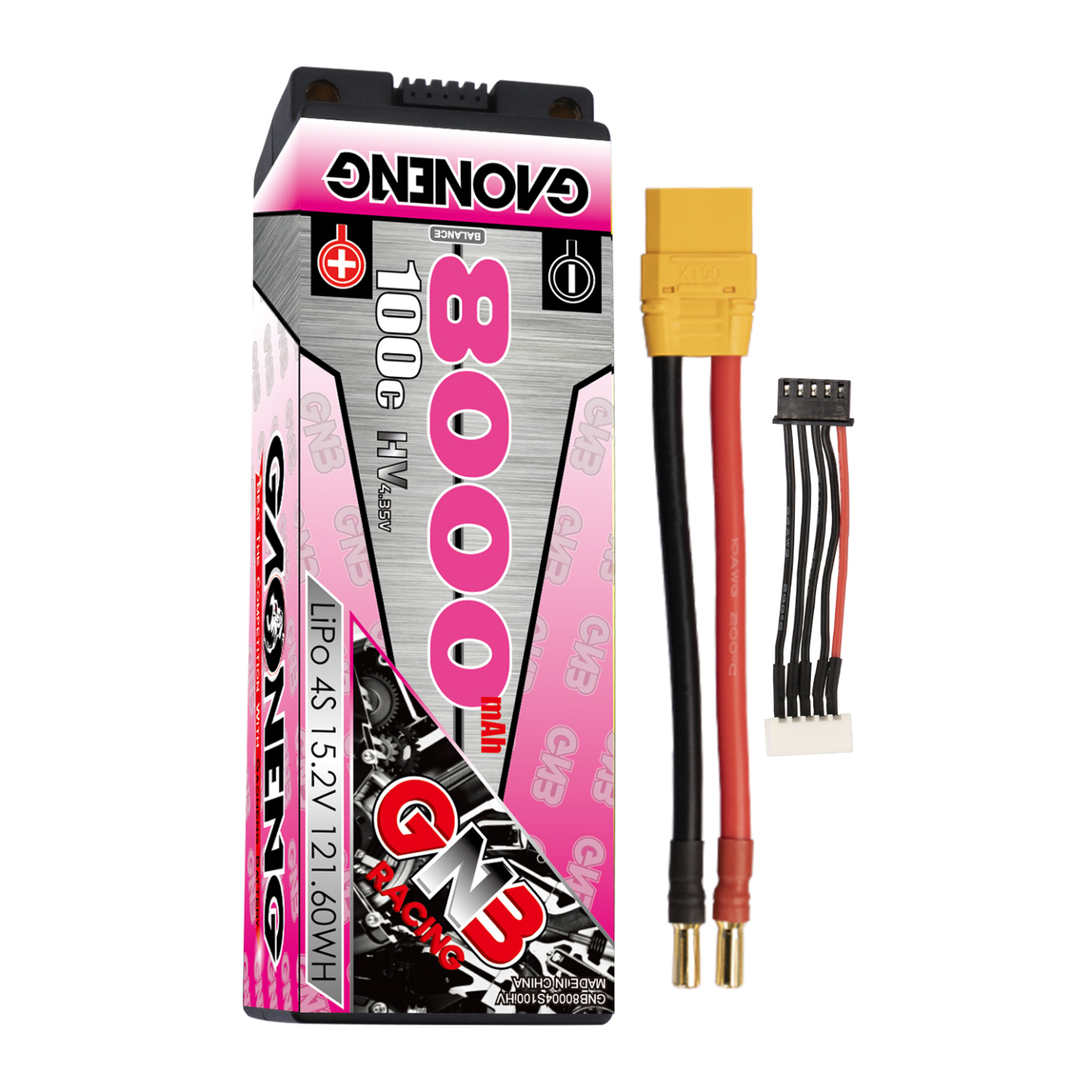 GAONENG GNB LiHV 4S 15.2V 8000mAh 100C 5mm Bullet Hard Case LiPo Battery