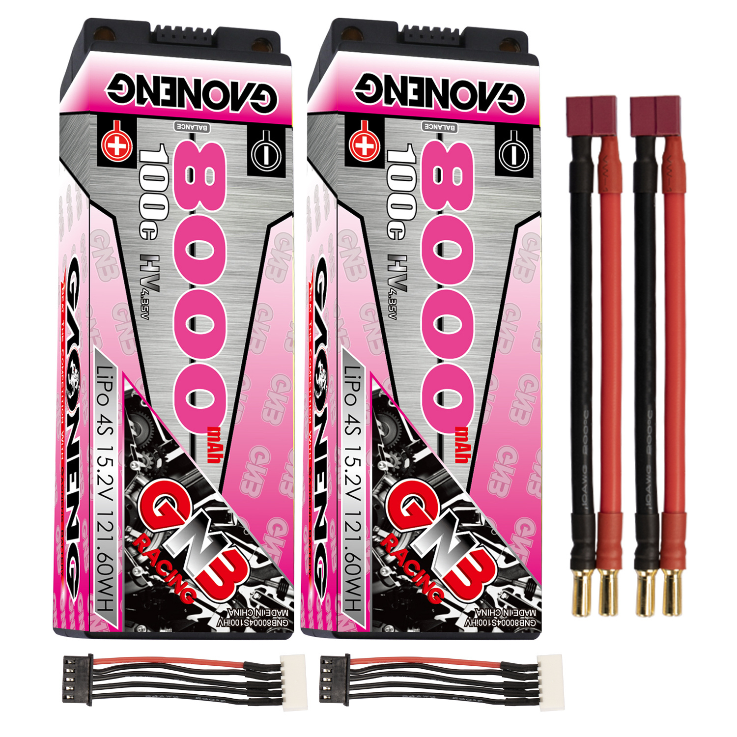 GAONENG GNB LiHV 4S 15.2V 8000mAh 100C 5mm Bullet Hard Case LiPo Battery