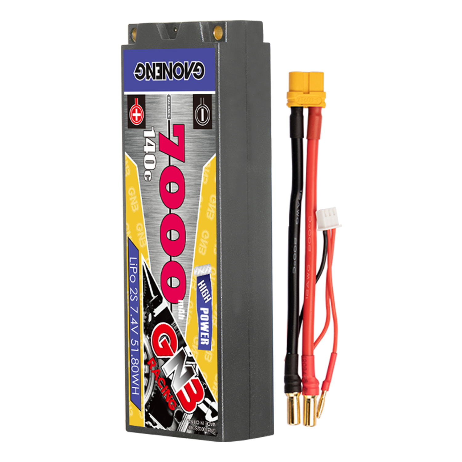 GAONENG GNB 2S 7.4V 7000mAh 140C 5mm Bullet Hard Case LiPo Battery