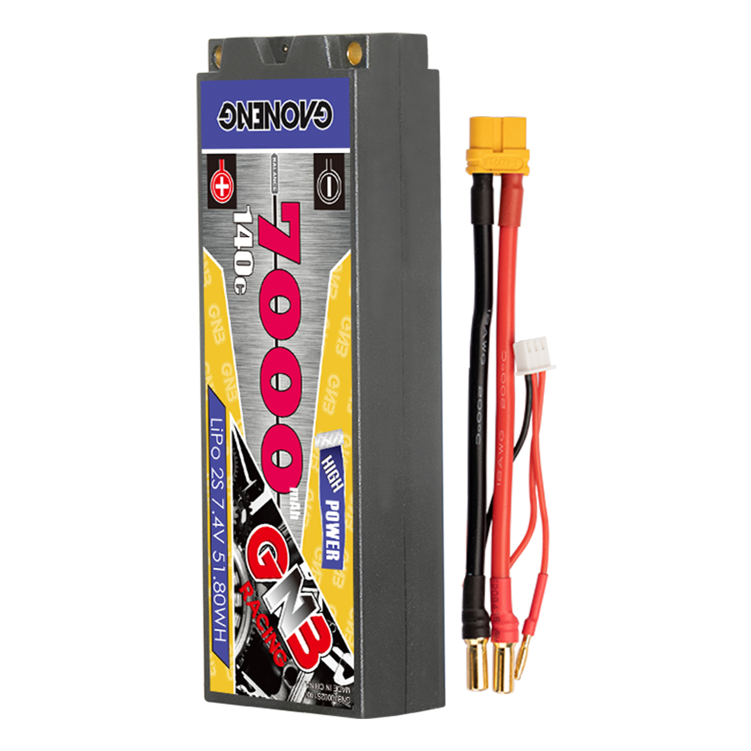 GAONENG GNB 2S 7.4V 7000mAh 140C 5mm Bullet Hard Case LiPo Battery