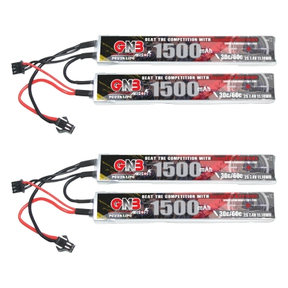 2PCS - GAONENG GNB 2S 7.4V 1500mAh 30C SM Plug 2cells LiPo Battery for AirSoft